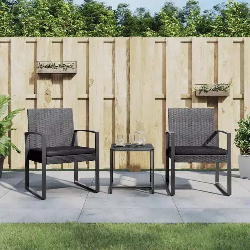 vidaXL Ensemble de salle à manger d'extérieur 3 pièces avec table et chaises avec coussins en rotin PP