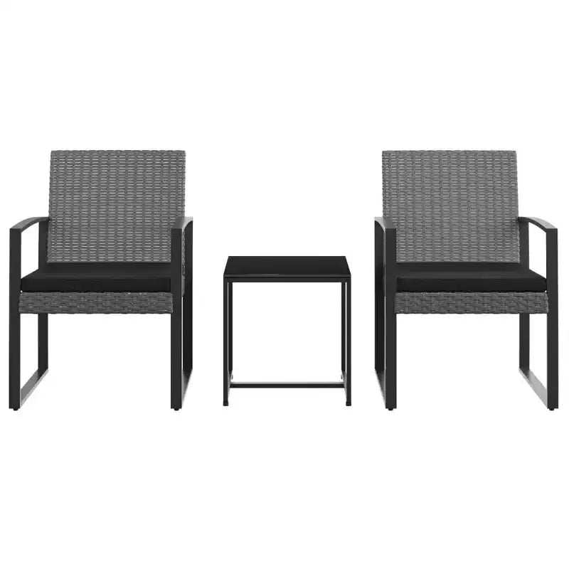 vidaXL Ensemble de salle à manger d'extérieur 3 pièces avec table et chaises avec coussins en rotin PP