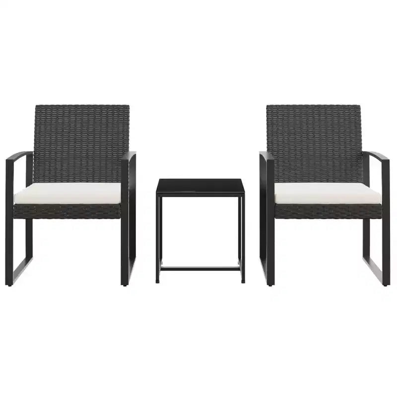 vidaXL Ensemble de salle à manger d'extérieur 3 pièces avec table et chaises avec coussins en rotin PP