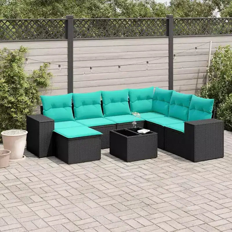 vidaXL Salon de jardin en rotin PE, acier poudré, tissu