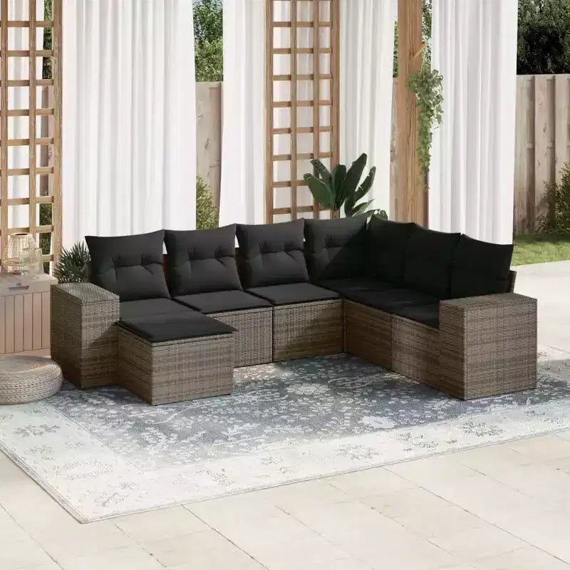 vidaXL Salon de jardin en rotin PE, acier poudré, tissu