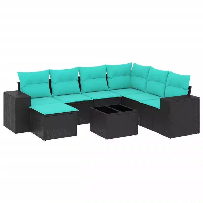 vidaXL Salon de jardin en rotin PE, acier poudré, tissu