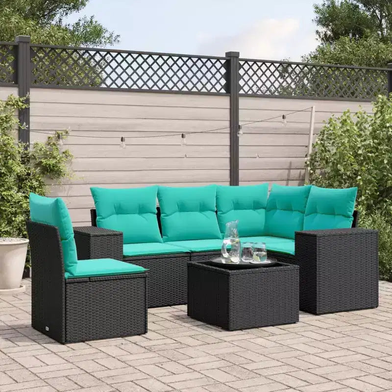 vidaXL Salon de jardin, Rotin PE, Acier thermolaqué, Polyester