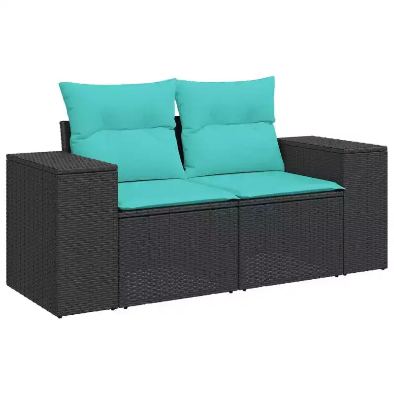 vidaXL Salon de jardin, Rotin PE, Acier thermolaqué, Polyester