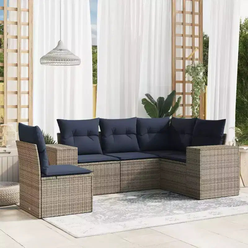 vidaXL Salon de jardin, Rotin PE, Acier thermolaqué, Polyester
