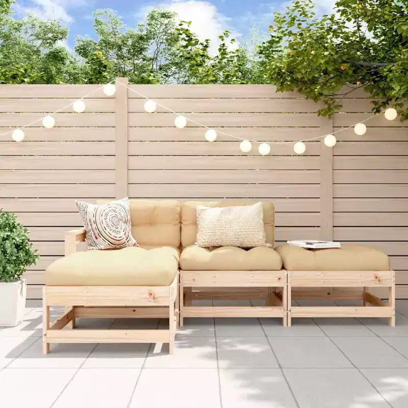 vidaXL Salon de jardin en pin massif, bois d'ingénierie, ensemble de meubles d'extérieur modulaires 4 pièces