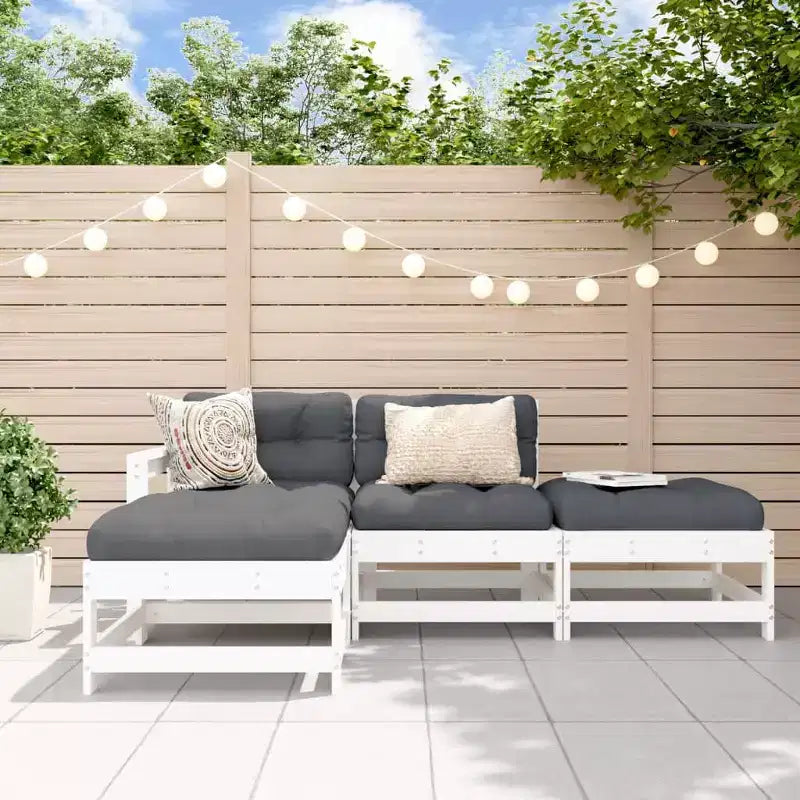 vidaXL Salon de jardin en pin massif, bois d'ingénierie, ensemble de meubles d'extérieur modulaires 4 pièces