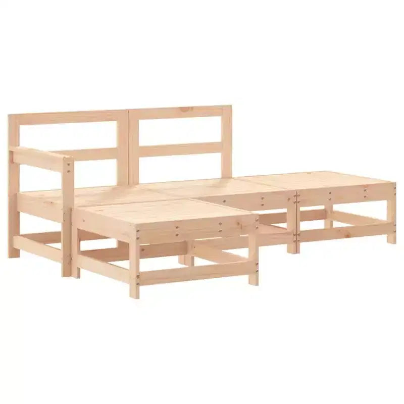 vidaXL Garden Lounge Set Solid Pine Wood, Engineered Wood, 4-Piece Modular Outdoor Furniture Set