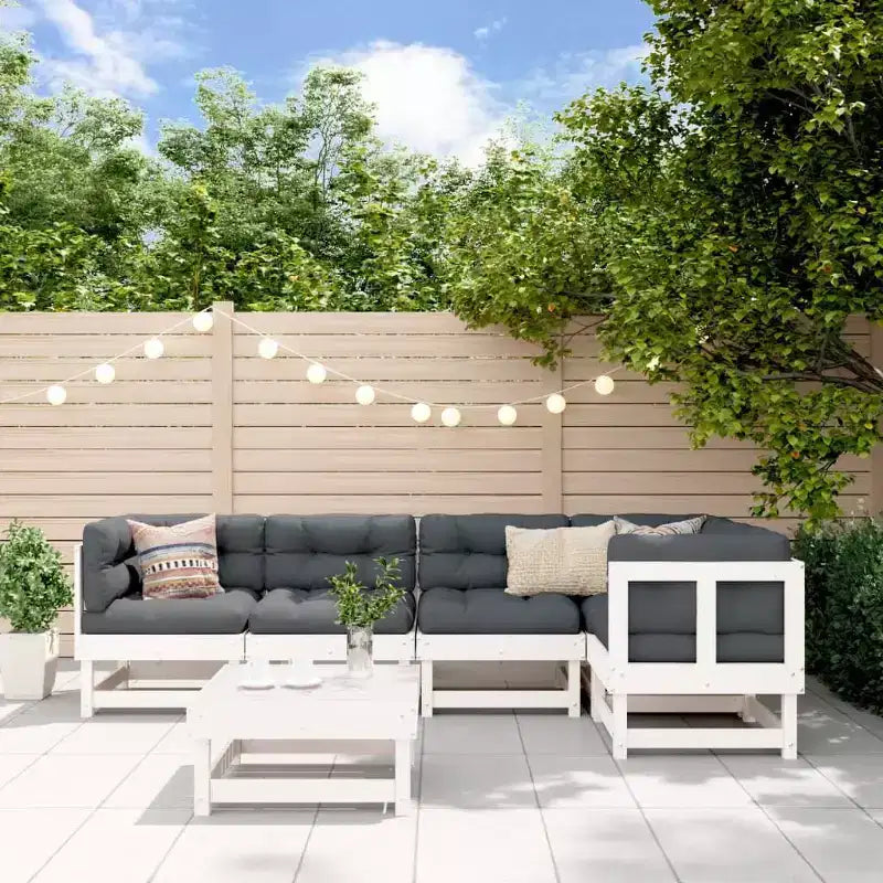 vidaXL Salon de jardin avec coussins Ensemble de meubles d'extérieur 6 pièces en bois massif