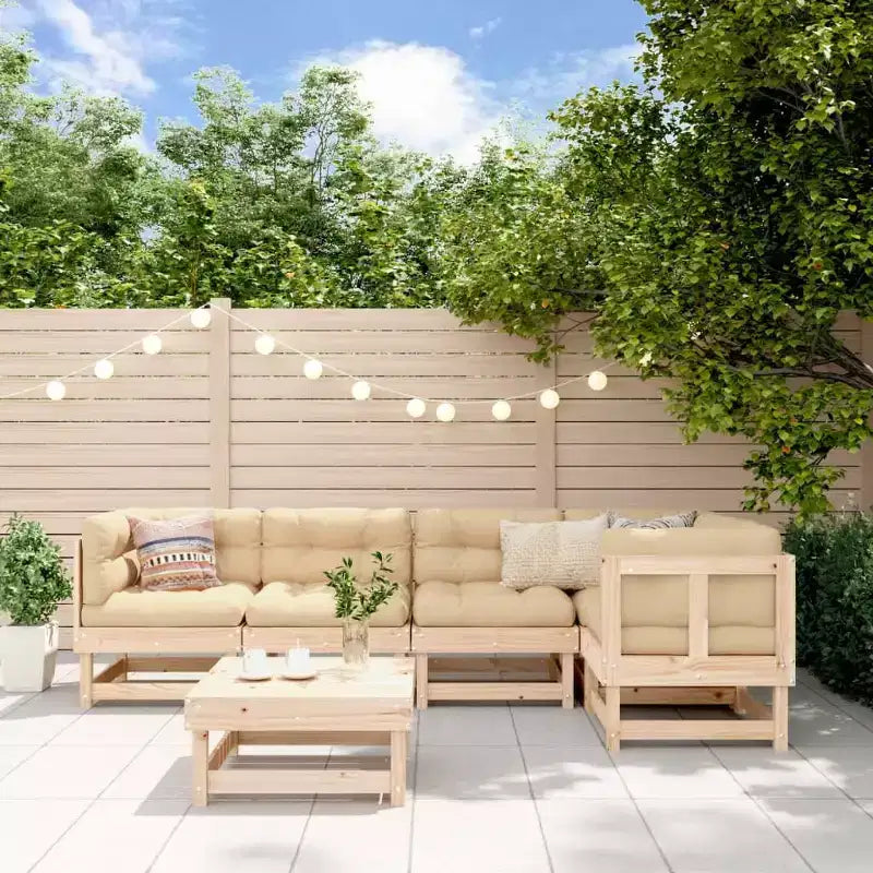 vidaXL Salon de jardin avec coussins Ensemble de meubles d'extérieur 6 pièces en bois massif