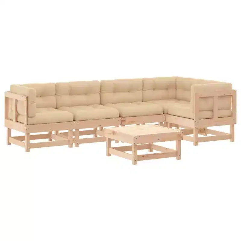 vidaXL Patio Lounge Set with Cushions Outdoor Furniture Set 6 Piece Solid Wood