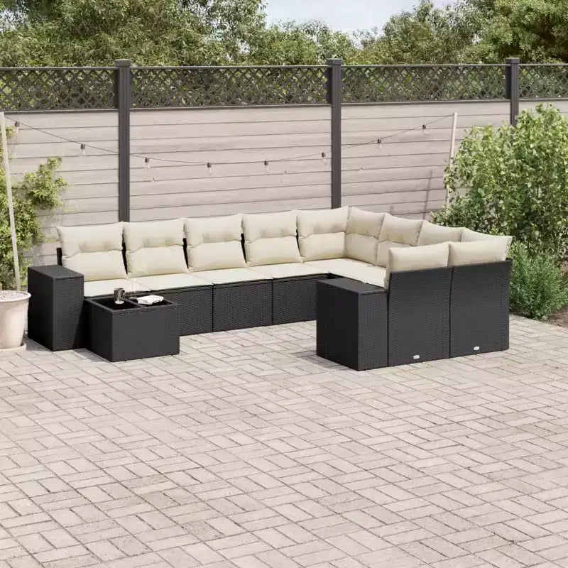 vidaXL Ensemble de canapés de jardin 10 pièces avec coussins, sectionnel d'extérieur en résine tressée, plusieurs coloris