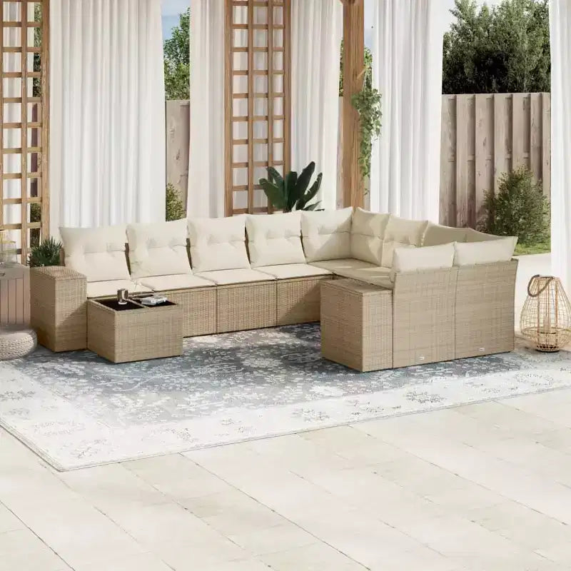 vidaXL Ensemble de canapés de jardin 10 pièces avec coussins, sectionnel d'extérieur en résine tressée, plusieurs coloris