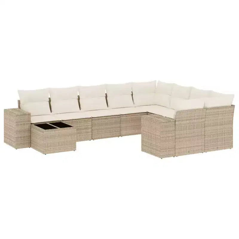 vidaXL Ensemble de canapés de jardin 10 pièces avec coussins, sectionnel d'extérieur en résine tressée, plusieurs coloris
