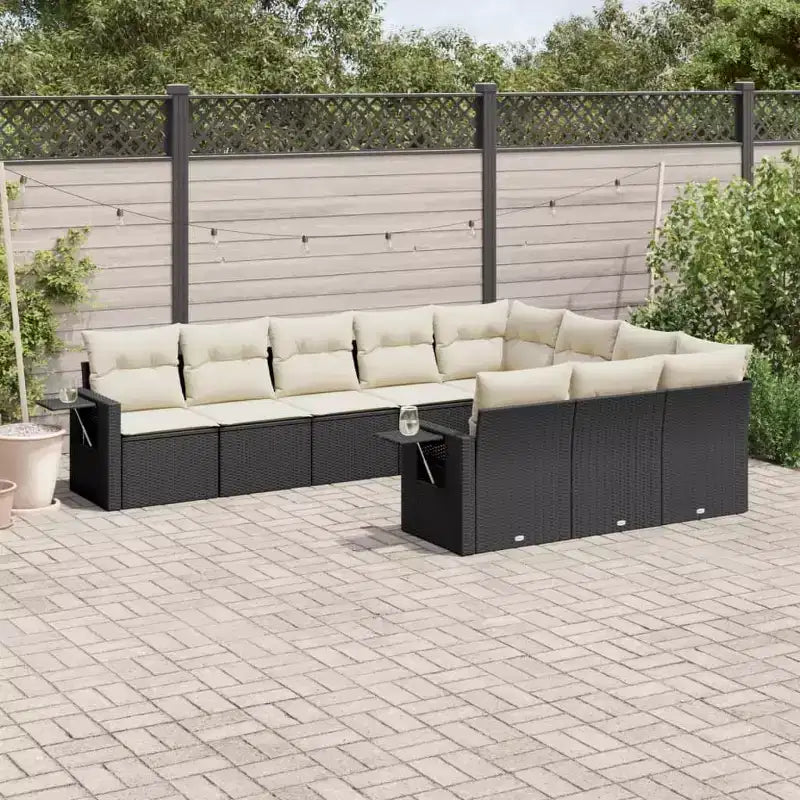 vidaXL Salon de jardin 11 pièces en résine tressée avec coussins