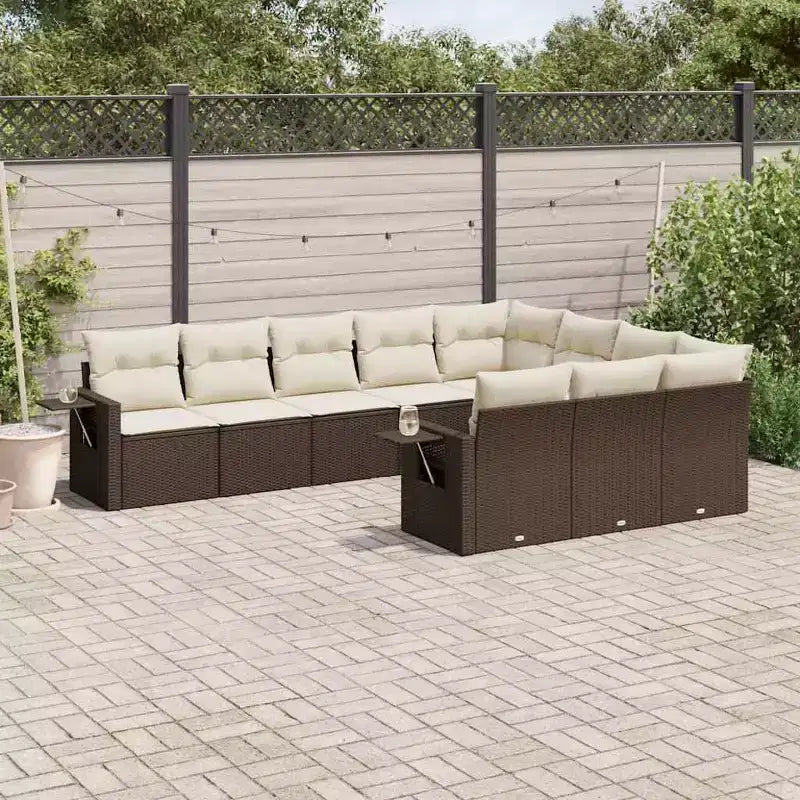 vidaXL Salon de jardin 11 pièces en résine tressée avec coussins