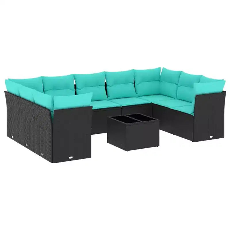 vidaXL 10 Piece Patio Sofa Set with Cushions Poly Rattan