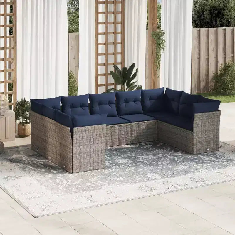 vidaXL Salon de jardin 10 pcs avec coussins Résine tressée