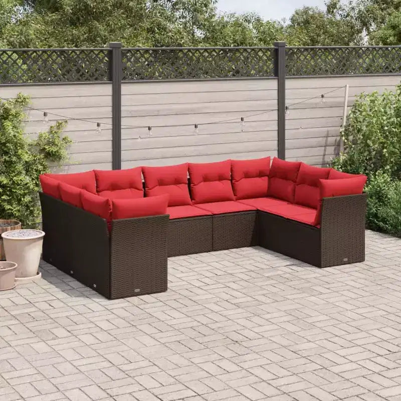 vidaXL Salon de jardin 10 pcs avec coussins Résine tressée