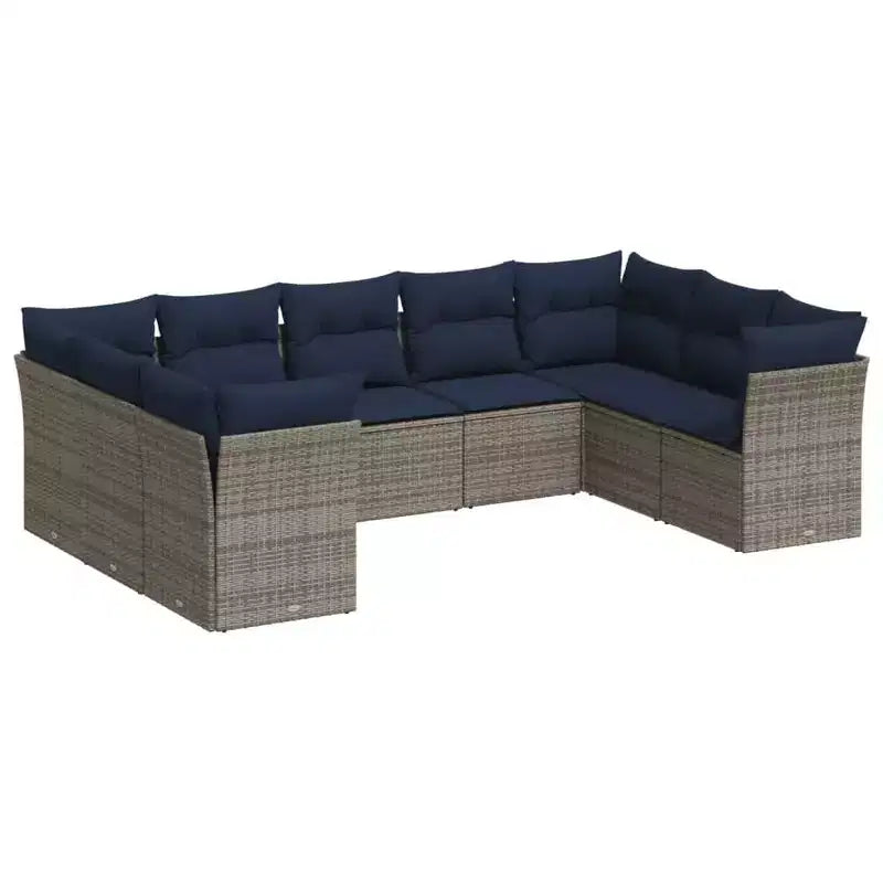 vidaXL Salon de jardin 10 pcs avec coussins Résine tressée