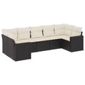 vidaXL Garden Sofa Set Set of 7 Black PE Rattan Large Adjustable Feet