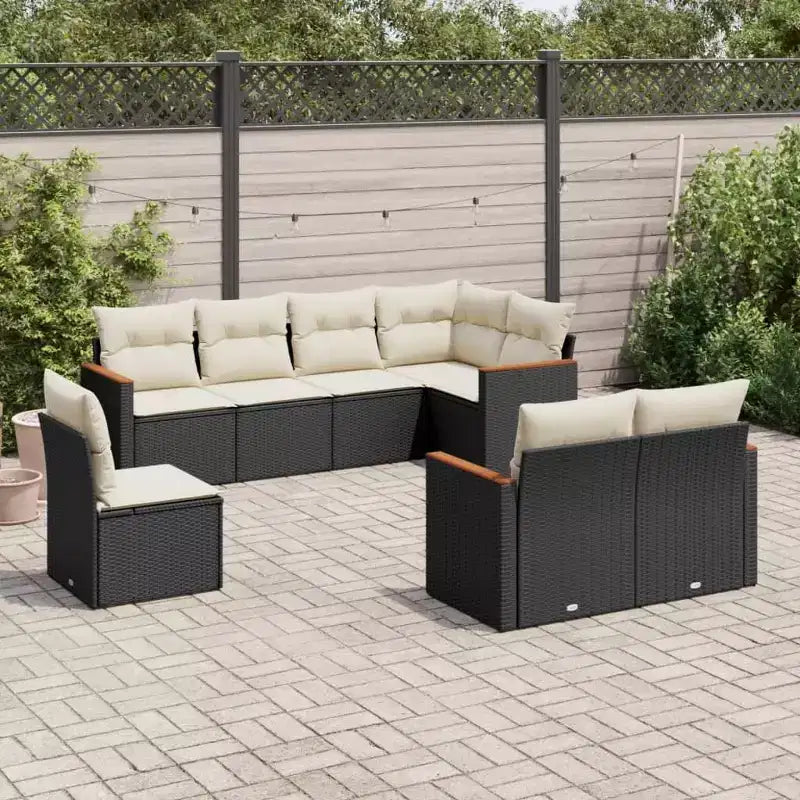 vidaXL Salon de jardin 9 pièces en poly rotin avec coussins, canapé d'extérieur modulaire, plusieurs coloris et modèles disponibles