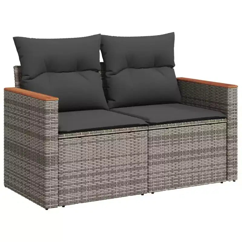vidaXL Salon de jardin 9 pièces en poly rotin avec coussins, canapé d'extérieur modulaire, plusieurs coloris et modèles disponibles