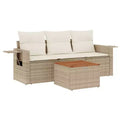 vidaXL 4 Piece Patio Sofa Set with Cushions Beige Poly Rattan
