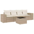 vidaXL 5 Piece Patio Sofa Set with Cushions Beige Poly Rattan