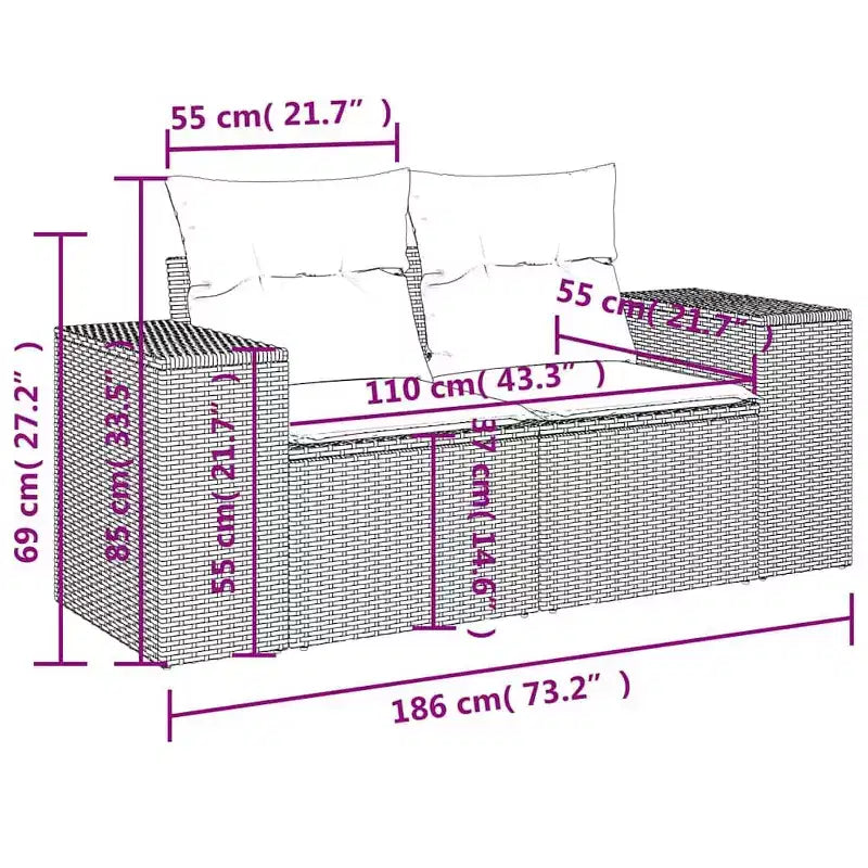 vidaXL Ensemble de canapé de jardin 5 pièces avec coussins en rotin synthétique beige