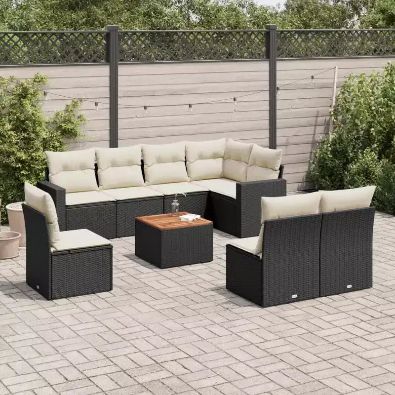 vidaXL Salon de jardin avec coussins 9 pièces résine tressée