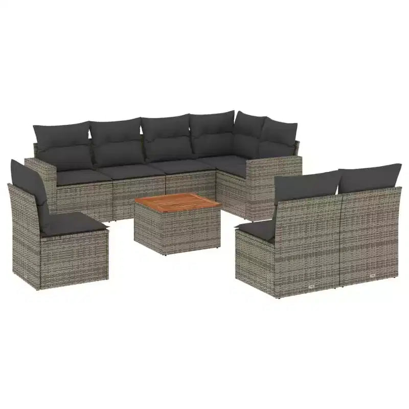 vidaXL Patio Sofa Set with Cushions Outdoor Furniture 9 Piece Poly Rattan