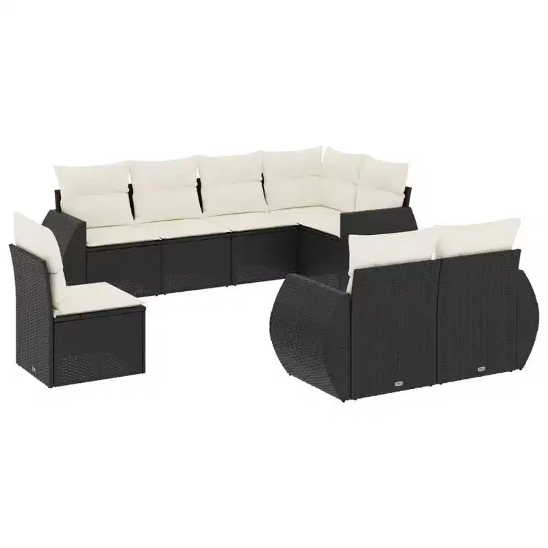 vidaXL 8 Piece Patio Sofa Set with Cushions Brown Poly Rattan