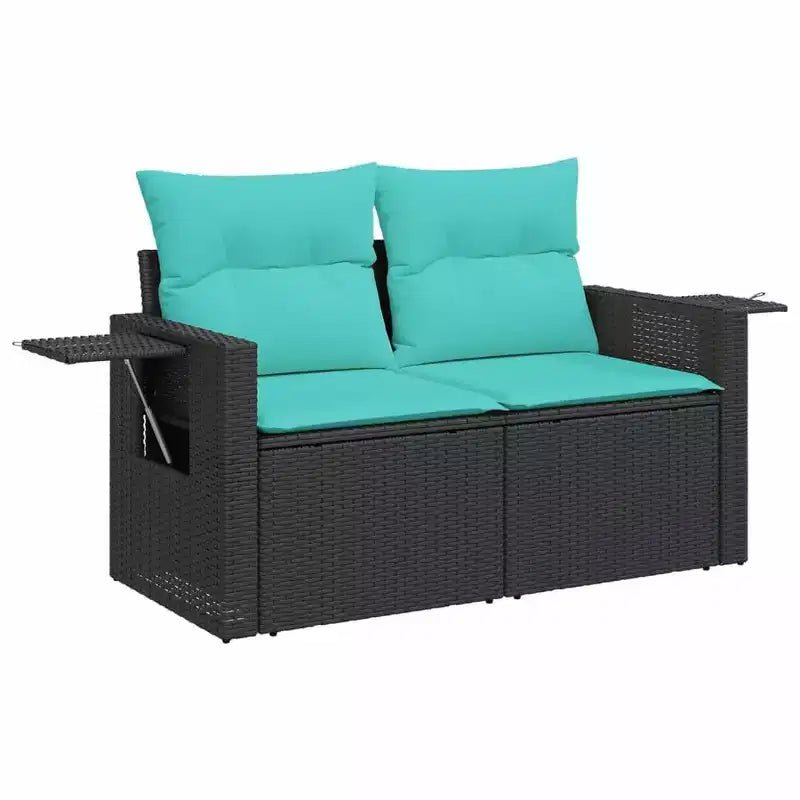 vidaXL Salon de jardin 9 pcs avec coussins résine tressée noir