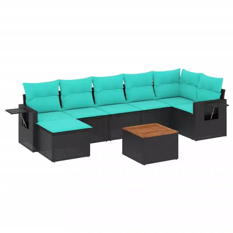 vidaXL 8 Piece Garden Sofa Set with Cushions Grey Poly Rattan