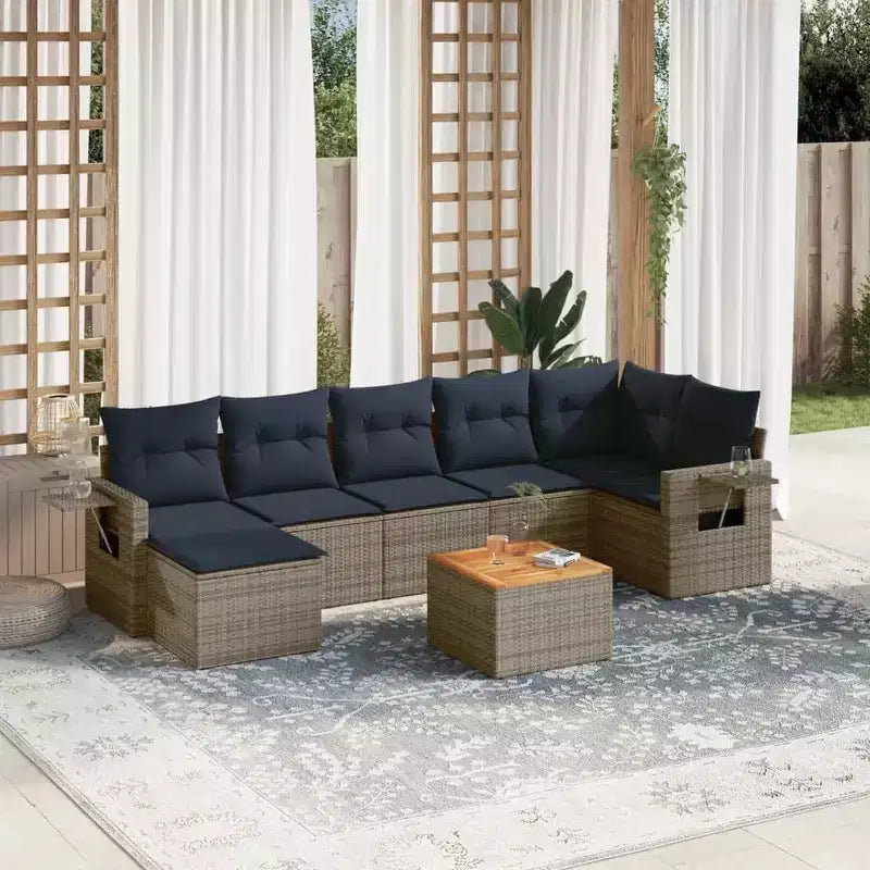 vidaXL Salon de jardin 8 pièces avec coussins en résine tressée gris
