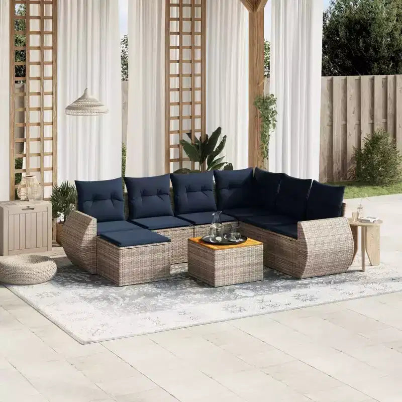 vidaXL Salon de jardin 8 pièces avec coussins résine tressée
