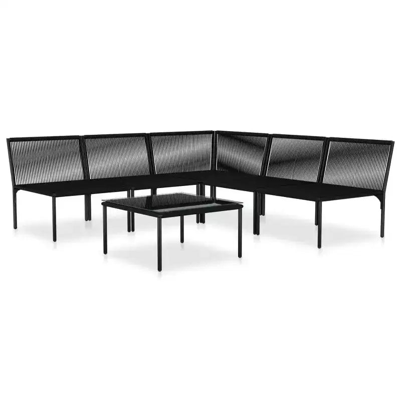 vidaXL Salon de jardin PVC noir avec table et chaises