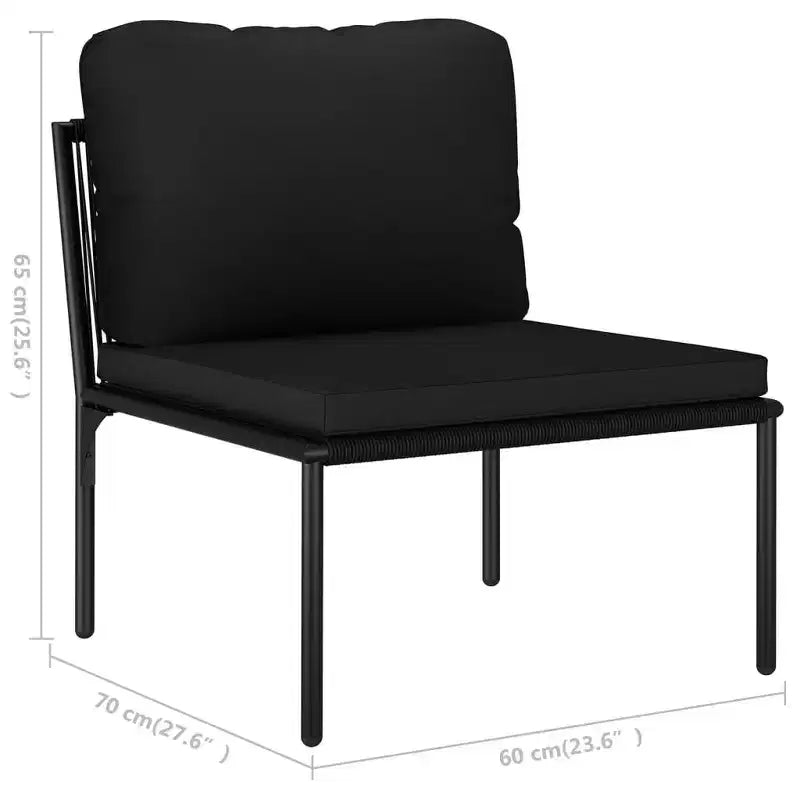 vidaXL Salon de jardin PVC noir avec table et chaises