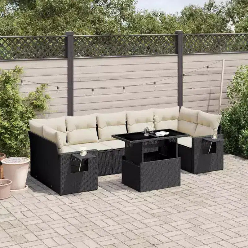 vidaXL Salon de jardin avec coussins 8 pièces en résine tressée