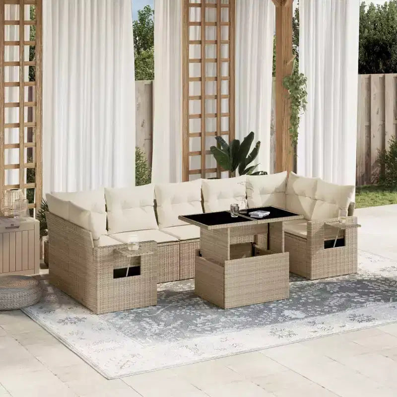 vidaXL Salon de jardin avec coussins 8 pièces en résine tressée