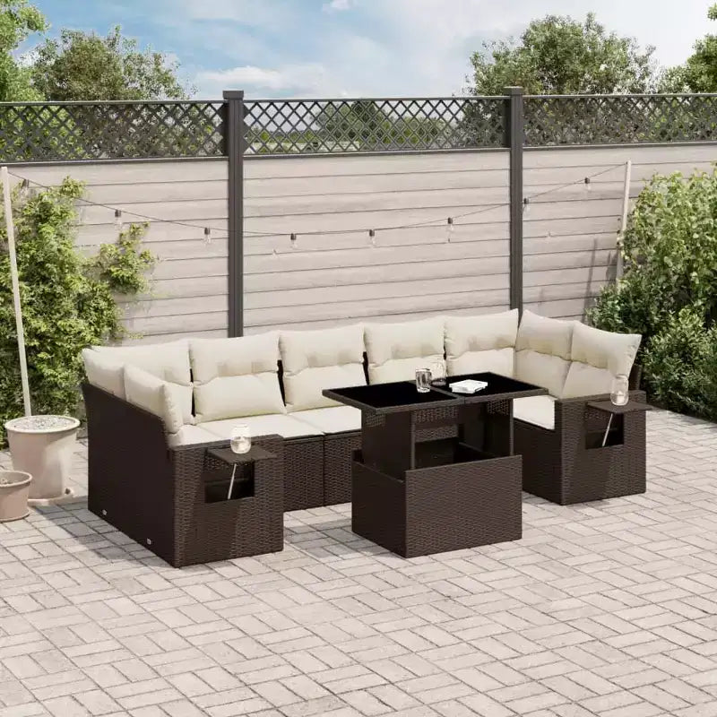 vidaXL Salon de jardin avec coussins 8 pièces en résine tressée