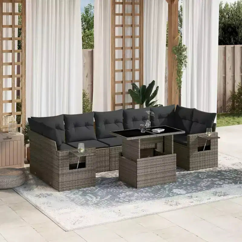 vidaXL Salon de jardin avec coussins 8 pièces en résine tressée