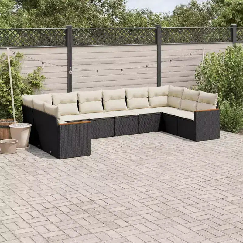 vidaXL Salon de jardin 10 pièces avec coussins, sectionnel d'extérieur en rotin synthétique, plusieurs coloris et modèles