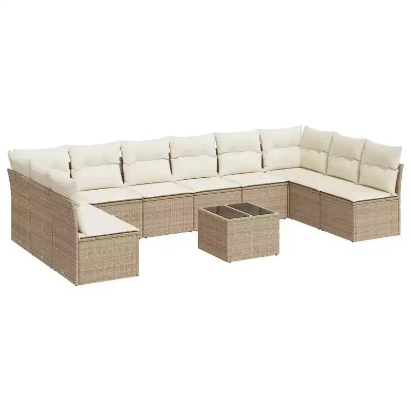 vidaXL Salon de jardin 10 pièces avec coussins, sectionnel d'extérieur en rotin synthétique, plusieurs coloris et modèles
