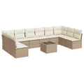 vidaXL Salon de jardin 10 pièces avec coussins, sectionnel d'extérieur en rotin synthétique, plusieurs coloris et modèles