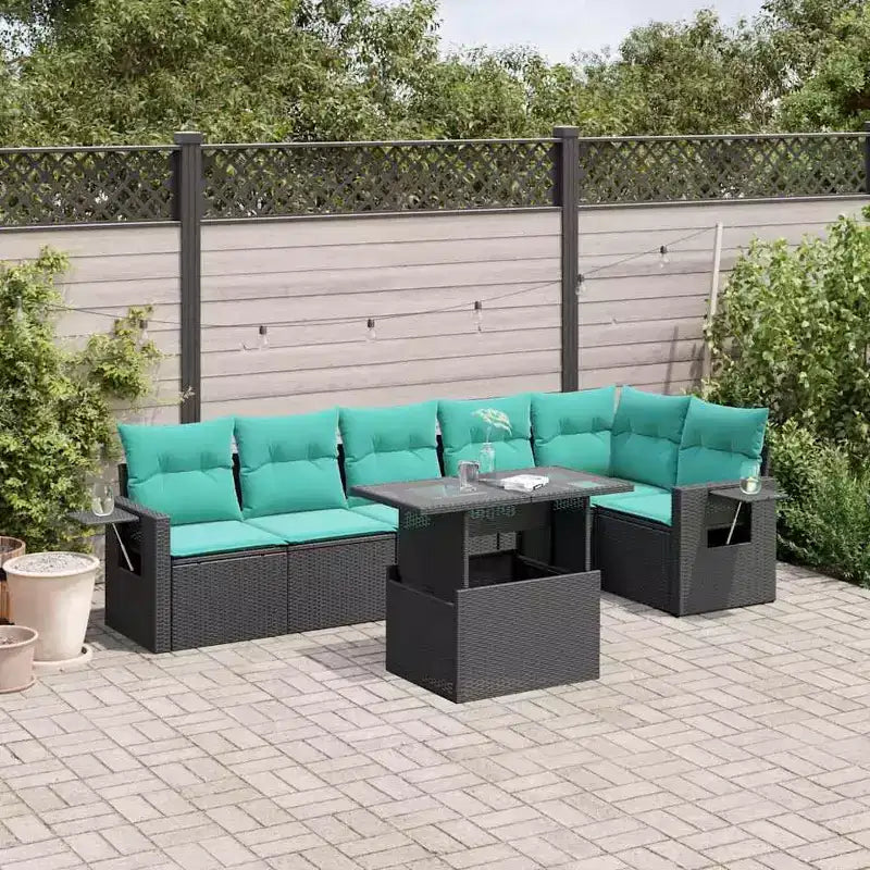 vidaXL Ensemble de canapé de jardin 7 pièces avec coussins résine tressée