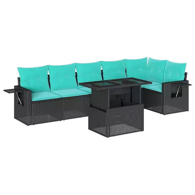 vidaXL 7 Piece Garden Sofa Set with Cushions Poly Rattan