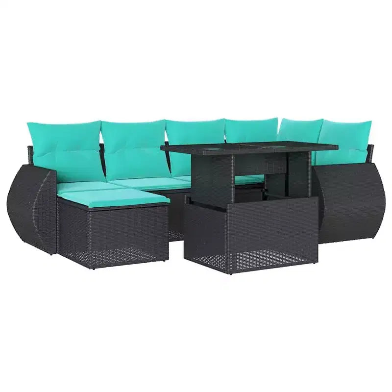 vidaXL Salon de jardin avec coussins et table d'extérieur 7 pièces en résine tressée