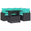 vidaXL Patio Sofa Set with Cushions and Table Outdoor 5 Piece Poly Rattan